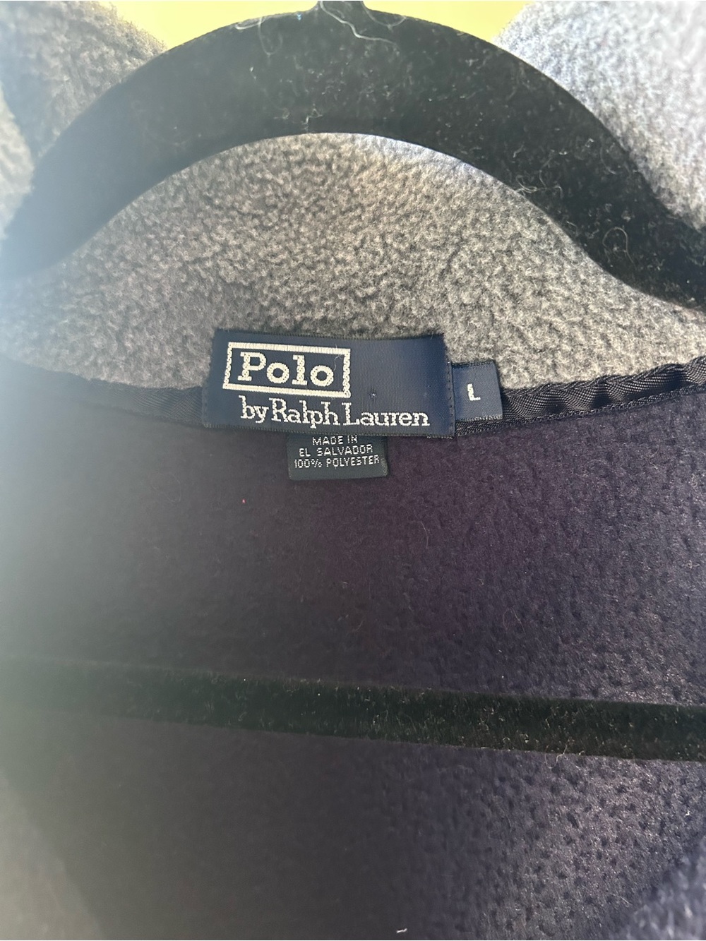 NWOT Polo Ralph Lauren Navy Blue 1/4 Zip Fleece w/Signature Embroidered Bear. L - Picture 3 of 5